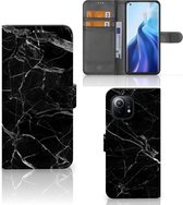 Telefoonhoesje Xiaomi Mi 11 Wallet Book Case Vaderdag Cadeau Marmer Zwart
