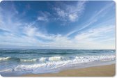 Muismat Blauwe golf - Foto van de blauwe golven op het strand van Japan muismat rubber - 27x18 cm - Muismat met foto