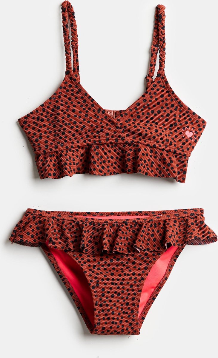 WE Fashion Meisjes bikini met volant en stippendessin