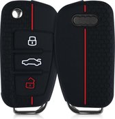 kwmobile autosleutel hoesje geschikt voor Audi 3-knops autosleutel - Autosleutel behuizing in zwart / rood
