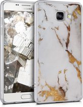 kwmobile telefoonhoesje voor Samsung Galaxy A5 (2016) - Hoesje voor smartphone in wit / goud - Marmer design