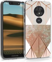 kwmobile hoesje voor Motorola Moto G7 Play (EU-Version) - Smartphonehoesje in beige / roségoud / wit - Geometrische Driehoeken design