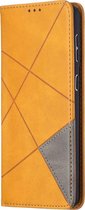 Samsung Galaxy S21 Plus Hoesje - Mobigear - Rhombus Slim Serie - Kunstlederen Bookcase - Cognac - Hoesje Geschikt Voor Samsung Galaxy S21 Plus