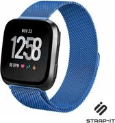 Milanees Smartwatch bandje - Geschikt voor Fitbit Versa / Versa 2 Milanees bandje - blauw - Strap-it Horlogeband / Polsband / Armband - Maat: Maat S