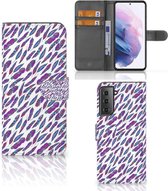Telefoonhoesje Geschikt voor Samsung Galaxy S21 Plus Flip Cover Feathers Color