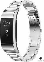 Stalen Smartwatch bandje - Geschikt voor Fitbit Charge 2 stalen band - zilver - Strap-it Horlogeband / Polsband / Armband