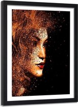 Foto in frame ,  Abstract vrouwen gezicht ,120x80cm , multikleur , wanddecoratie