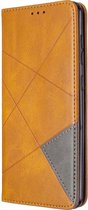 Samsung Galaxy A31 Hoesje - Mobigear - Rhombus Slim Serie - Kunstlederen Bookcase - Cognac - Hoesje Geschikt Voor Samsung Galaxy A31