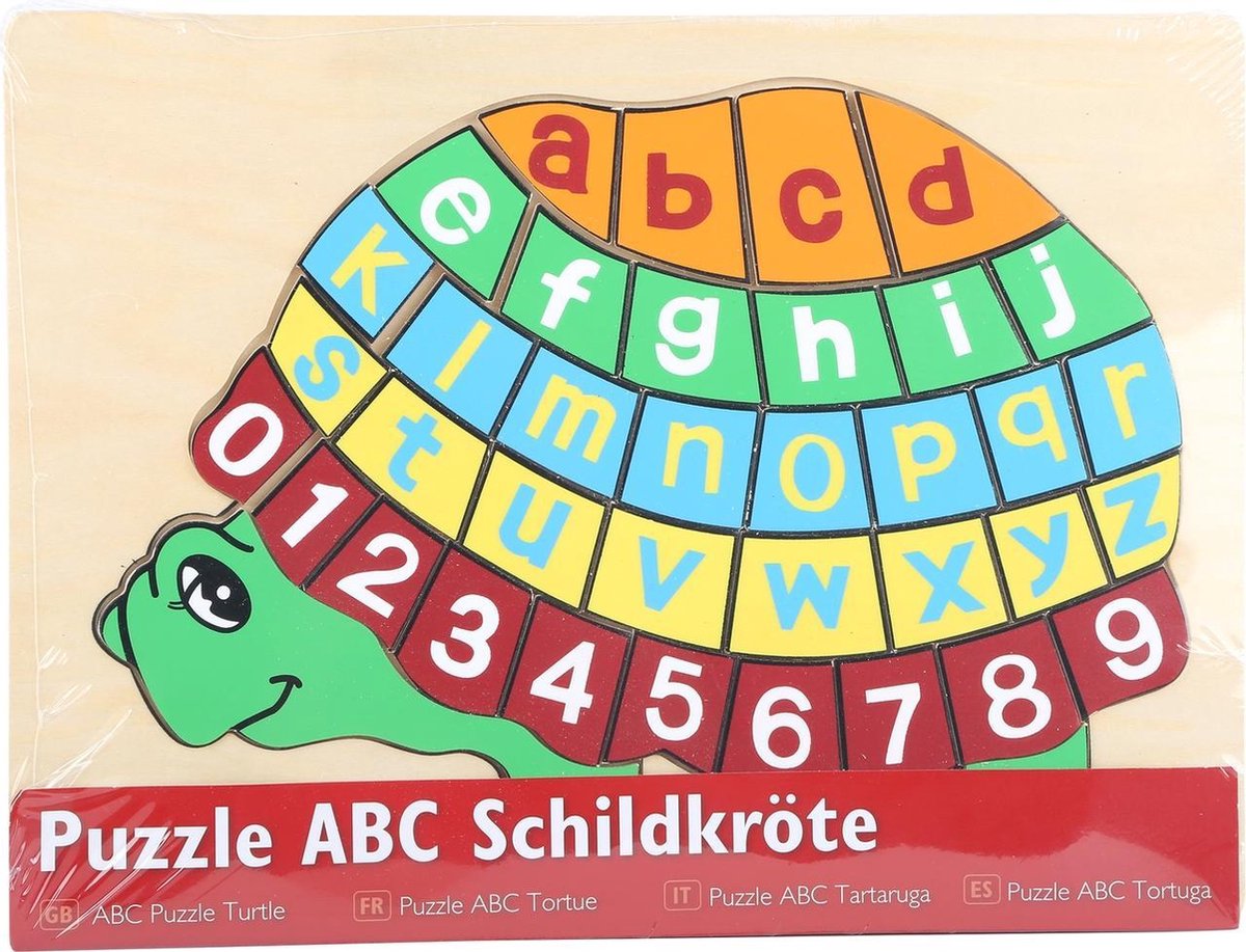 Houten Puzzel ABC schildpad kinderpuzzel 3 jaar