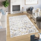 Tapiso Shine Vloerkleed Beige Tapijt Abstract Modern Maat- 80x150