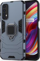 Realme 7 Hoesje - Mobigear - Armor Ring Serie - Hard Kunststof Backcover - Blauw - Hoesje Geschikt Voor Realme 7