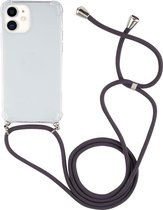 Apple iPhone 12 Mini Hoesje - Mobigear - Lanyard Serie - TPU Hoesje met koord - Transparant / Grijs - Hoesje Geschikt Voor Apple iPhone 12 Mini