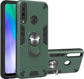 Huawei Y6p Hoesje - Mobigear - Armor Ring Serie - Hard Kunststof Backcover - Groen - Hoesje Geschikt Voor Huawei Y6p