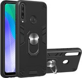 Huawei Y6p Hoesje - Mobigear - Armor Ring Serie - Hard Kunststof Backcover - Zwart - Hoesje Geschikt Voor Huawei Y6p