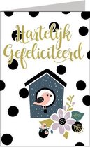 Verjaardagskaart Hartelijk gefeliciteerd vogelhuisje