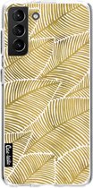 Casetastic Samsung Galaxy S21 Plus 4G/5G Hoesje - Softcover Hoesje met Design - Tropical Leaves Gold Print