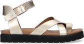 Manfield - Dames - Goudkleurige leren plateau sandalen - Maat 39