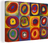 Peintures sur toile - Carrés avec des cercles ; une étude de couleur - peinture de Vassily Kandinsky - 80x60 cm - Décoration murale
