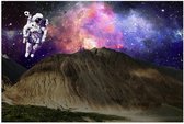 Poster – Astronaut boven Rotsen met Galaxy Lucht - 60x40cm Foto op Posterpapier