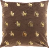 Unique Living | Kussen Elephant 45x45cm bison brown | Kussen woonkamer of slaapkamer