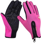 Windstopper handschoenen antislip, winddicht, thermisch warm, touchscreen, ademend, tactico winter heren, dames zwarte rits [roze/l]