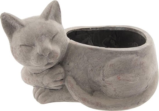 Chat Pot De Fleurs 26 15 16 Cm Gris Terre Cuite Chat Clayre Eef 6te02 Bol Com
