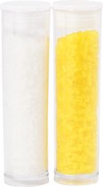 Rocailles 2-cut, d 1,7 mm, afm 15/0 , gatgrootte 0,5 mm, wit, transparant geel, 2x7 gr/ 1 doos