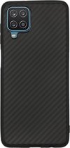 Carbon Softcase Backcover Samsung Galaxy A12 hoesje - Zwart