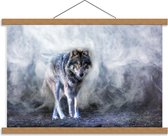 Schoolplaat – Wolf tussen de Rook - 60x40cm Foto op Textielposter (Wanddecoratie op Schoolplaat)