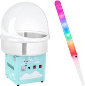 Suikerspinmachine set met LED sticks - spatbescherming - 52 cm - 1200 Watt - turquoise