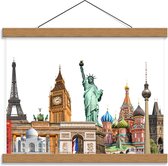 Schoolplaat – Bezienswaardigheden over de Wereld - 40x30cm Foto op Textielposter (Wanddecoratie op Schoolplaat)