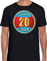 20e verjaardag cadeau t-shirt hoera 20 jaar zwart voor heren - verjaardagscadeau shirt XL