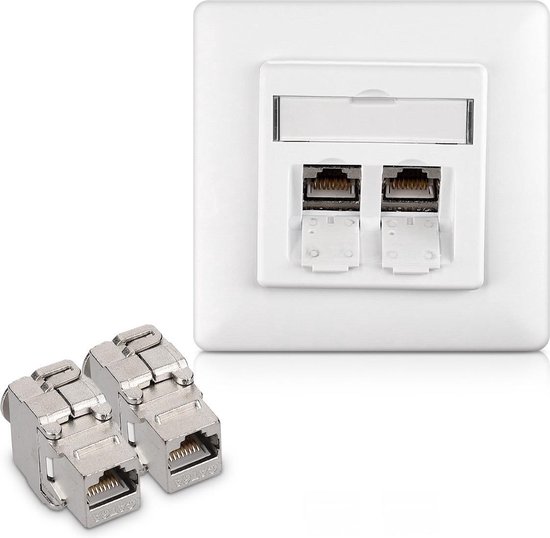 kwmobile UTP contactdoos - 2x keystone adapters voor CAT6A kabels - 1x  wandcontactdoos... | bol.com