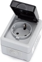 Wandcontactdoos - Igna Zonty - Opbouw - Enkel Stopcontact - Randaarde - Waterdicht IP54 - Grijs