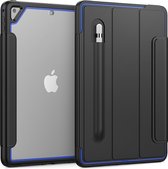 Apple iPad 9.7 2017/2018 Hoes - Tri-Fold Book Case met Transparante Back Cover en Pencil Houder - Blauw/Zwart