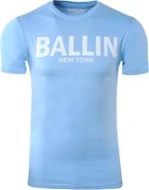 Ballin - Heren T-Shirt - Ronde Hals - Regular Fit  - Licht Blauw
