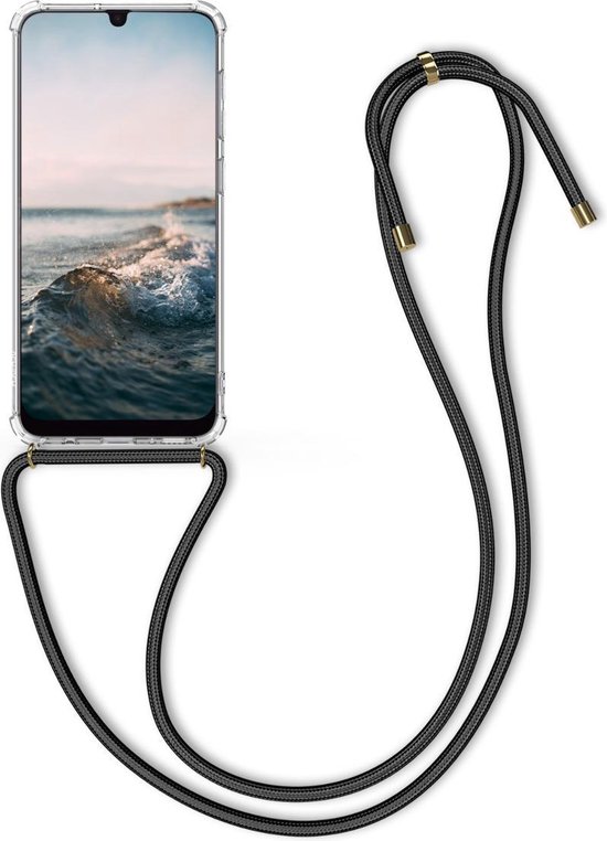 kwmobile telefoonhoesje compatibel met Samsung Galaxy A50 - Hoesje met koord - Back cover in transparant / zwart