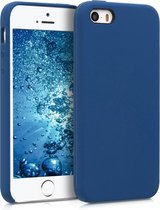 kwmobile telefoonhoesje geschikt voor Apple iPhone SE (1.Gen 2016) / iPhone 5 / iPhone 5S - Hoesje met siliconen coating - Smartphone case in marineblauw