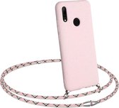 kalibri hoesje compatibel met Huawei P Smart (2019) - Back cover voor smartphone - Telefoonhoesje met koord in poederroze