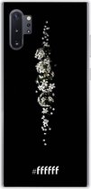 6F hoesje - geschikt voor Samsung Galaxy Note 10 Plus -  Transparant TPU Case - White flowers in the dark #ffffff