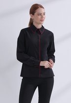 Blouse Dames Darya Zwart met Contrast Bies - 36