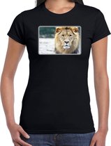 Dieren shirt met leeuwen foto - zwart - voor dames - Afrikaanse dieren/ leeuw cadeau t-shirt - kleding XL