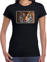 Dieren shirt met tijgers foto - zwart - voor dames - natuur / tijger cadeau t-shirt / kleding S