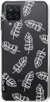 Casetastic Samsung Galaxy A12 (2021) Hoesje - Softcover Hoesje met Design - Feathers Outline Print