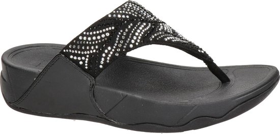 FitFlop Lulu Crystal Feather dames slipper - Zwart - Maat 40 | bol.com