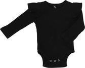 Longsleeve Ruffle Romper - Black - 0-3M