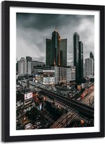 Foto in frame , Donkere wolken boven de stad ,80x120cm , Multikleur , wanddecoratie