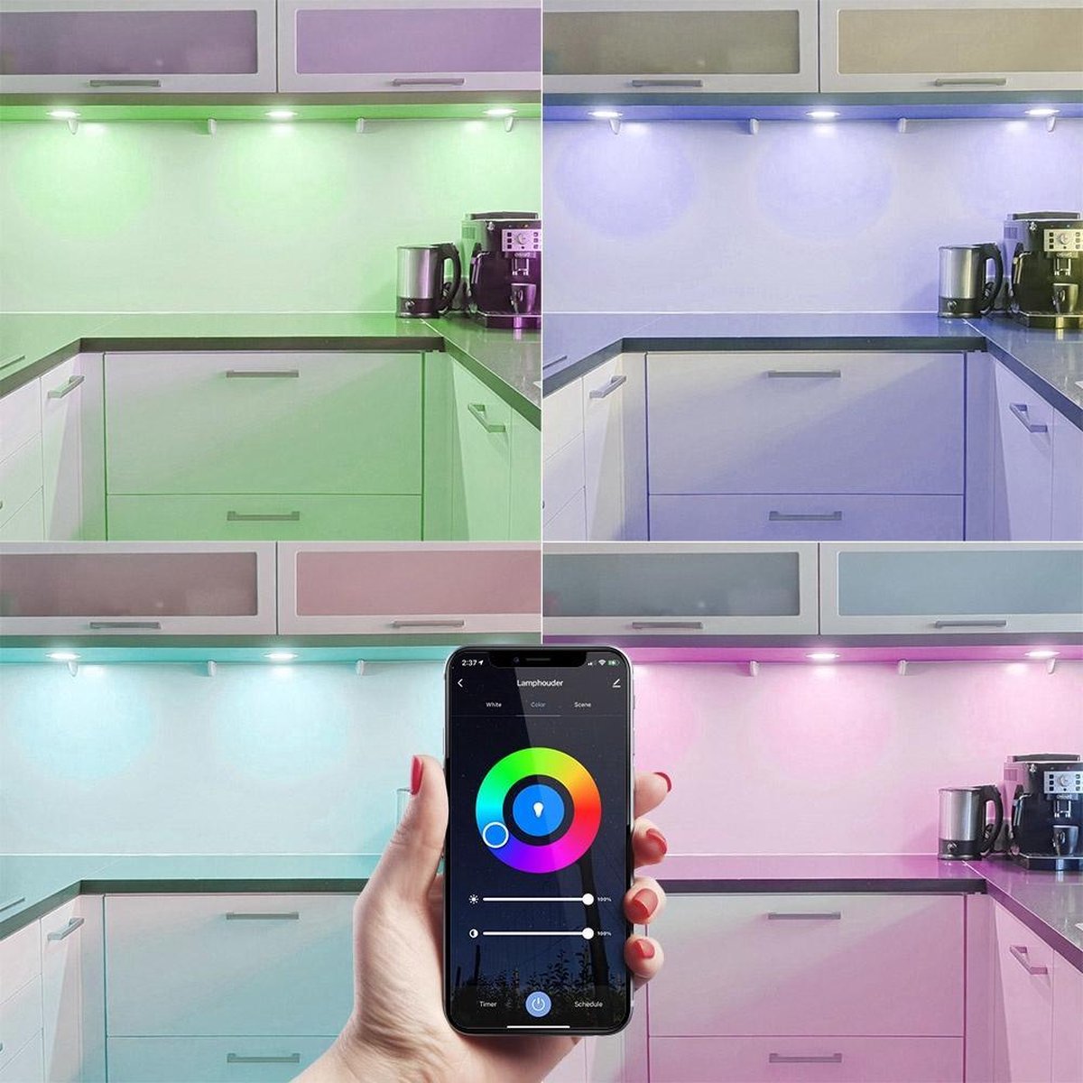 Smart LED inbouwspot RVS - Amsterdam - Smart WiFi - Dimbaar - RGB CCT