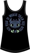 How To Train Your Dragon - Bright Eyes Mouwloze top - M - Zwart
