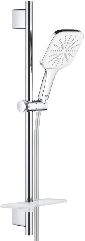 GROHE Rainshower SmartActive Cube 130 Glijstangset - met zeepschaal - chroom/moon white